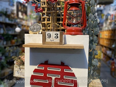 Chữ gỗ Song Hỷ tròn - Wedding nhiều kiểu [Gỗ nhẹ - Sơn thủ công] ĐK 30-40cm CHU-GO-23